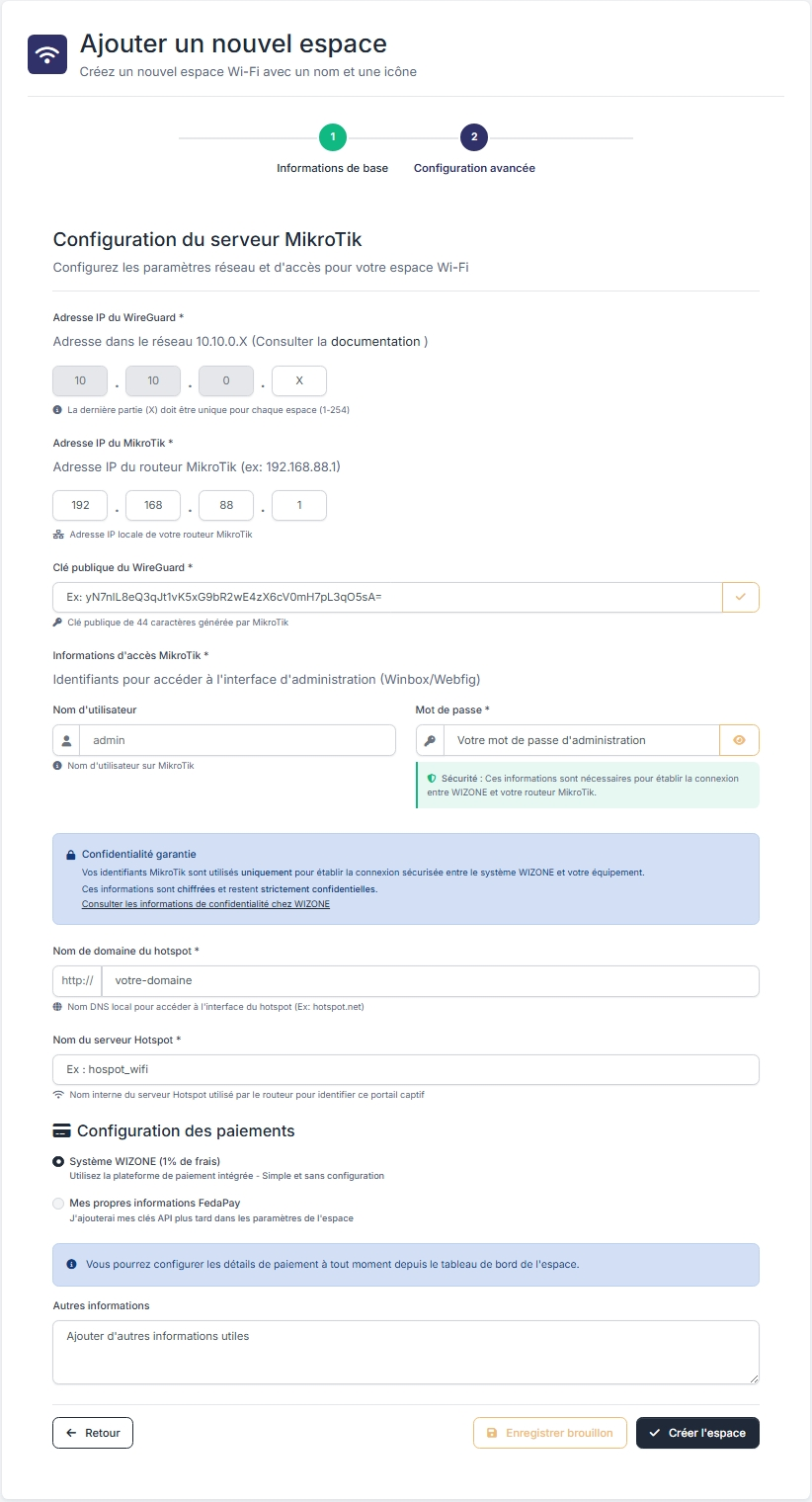 Étape 2 - Configuration technique