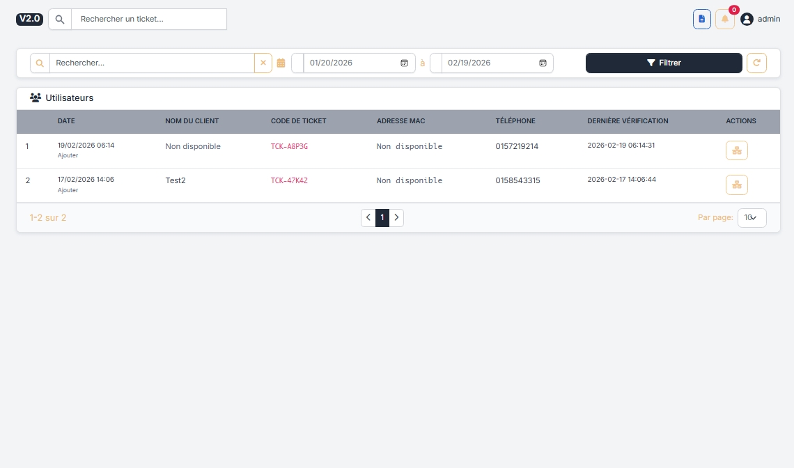 Page des authentifications