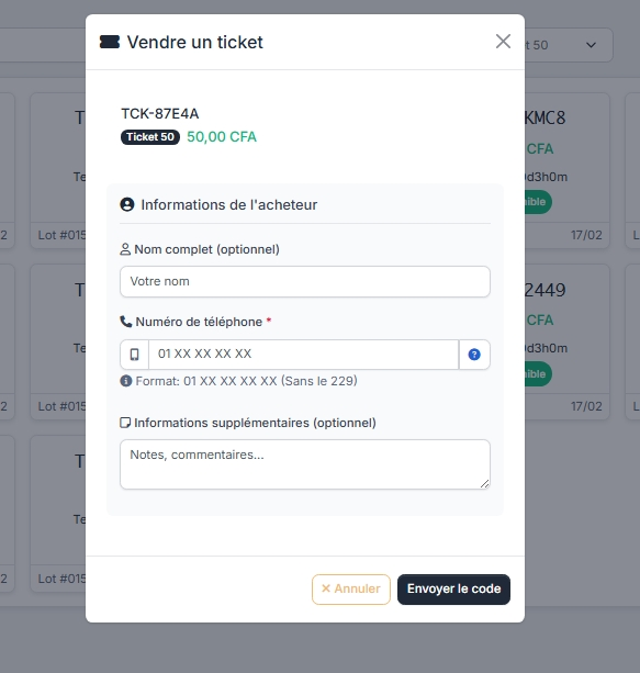 Formulaire d'informations client